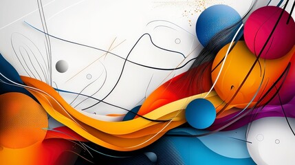 Leinwandbilder - Dynamic abstract composition of shapes and lines studio digital art vibrant environment close-up modern aesthetics