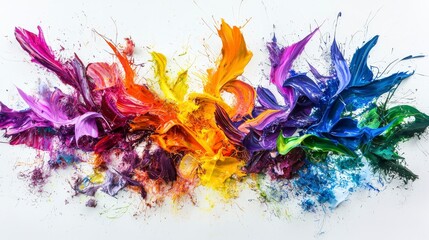 Aufkleber - Vibrant abstract painting of colorful brush strokes art studio digital artwork contemporary environment close-up view