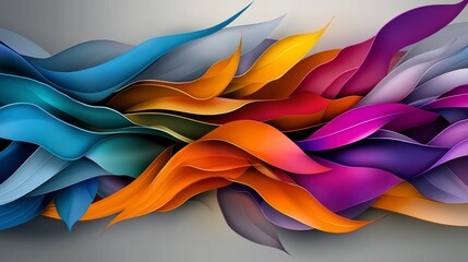 Aufkleber - Dynamic abstract gradient shapes overlapping modern art digital design creative space vivid colors