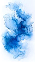 Poster - Blue abstract artwork featuring flowing and transparent ink effects