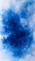 Poster - An abstract painting of swirling indigo and light blue hues