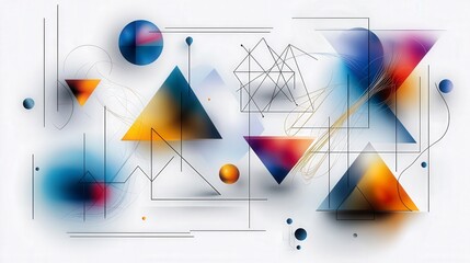 Aufkleber - Dynamic geometric shapes in vibrant colors abstract art digital design modern aesthetics artistic perspective
