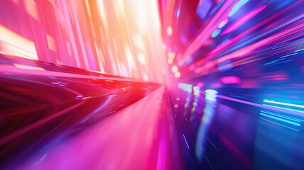 Poster - Experience a vibrant explosion of colors with this abstract motion image, showcasing dynamic light trails and an energetic ambiance. Perfect for creative projects.