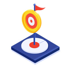 Poster - Isometric minimalistic target with flag isolated on a Transparent background for design purposes, isometric minimalistic target with flagisolated on PNG backgroundbackground