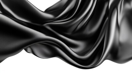 Poster - Abstract waves of black silk fabric, detailed textures and smooth movement. Elegant design and luxury concept