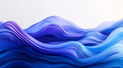 Aufkleber - Abstract blue and purple waves in fluid motion, soft curves and gradients. Modern art and nature inspiration concept