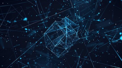 Fototapete - Abstract picture vibrant particle in geometric shape represent data flow. Vivid flowing object with high tech fractal, create digital effect scene perfect for energetic, cyber wallpaper design. AIG53.