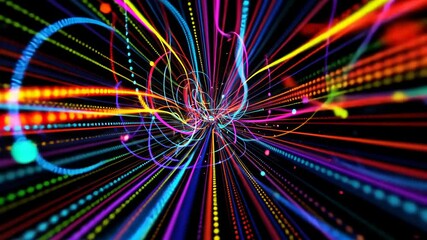 Poster - Dynamic multicolored light streaks forming abstract patterns in motion