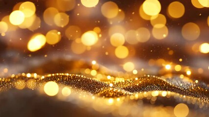 Poster - Glittering golden wave of light particles cascading over shimmering sand dunes