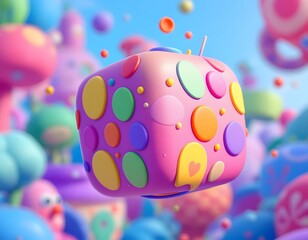 Poster - Whimsical and Colorful Candyland: A Fantasy World of Playful Shapes and Colors