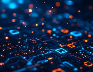 Poster - Intricate and Vibrant Circuit Board Patterns Illuminating Modern Technology and Innovation