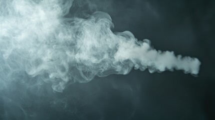 Poster - Soft White Smoke Flowing Elegantly Against a Dark Background for Atmospheric Effects and Visual Impact