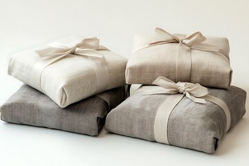 Wall Mural - Presents Wrapped in Elegant Fabric with Ribbons