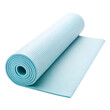 © Anna - Light blue yoga mat partially rolled, textured surface. fitness, exercise, yoga, wellness