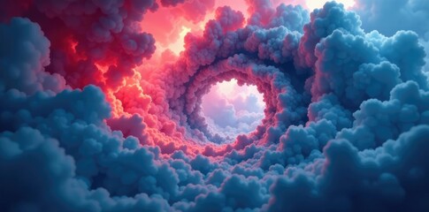 Wall Mural - vortex of red and blue swirling clouds with misty haze, blue, haze