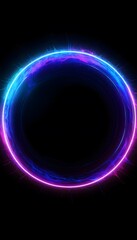 Poster - luminous circle radiating vibrant blue and purple energy on black