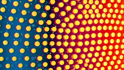 Poster - A colorful pattern of dots with a blue background. The dots are in various colors including yellow, orange, and blue