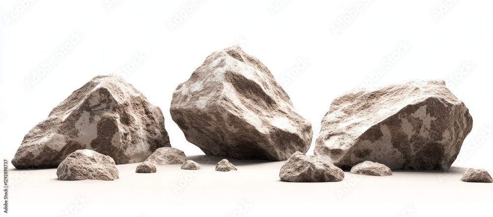 Realistic Rocks Image Generate realistic rocks and sand for game assets, on a white ...