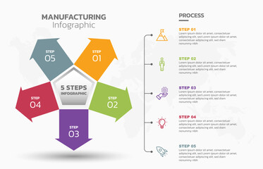 Aufkleber - Visual data presentation. Cycle diagram with 5 options. Pie Chart Circle infographic template with 5 steps, options, parts, segments. Business concept. Marketing infographic vector illustration.