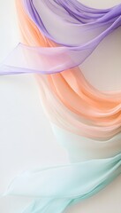 Poster - Translucent fabric layers in soft pastel colors cascade downwards gracefully