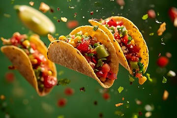 Wall Mural - Delicious Mexican Tacos with Fresh Ingredients