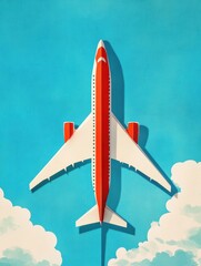 Aufkleber - Bold airplane soaring through bright blue sky exemplifying leadership and determination in paper craft style. Generative AI