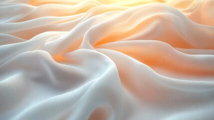 Aufkleber - Soft, flowing white fabric with warm light illuminating gentle folds and textures. Abstract elegance and purity concept