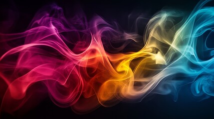 Aufkleber - Colorful abstract smoke in gradient hues against dark background. Artistic and creative concept