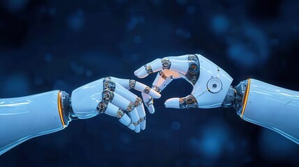Poster - Futuristic Robot Hands Reaching Out in a Symbolic Connection of Humanity and Technology