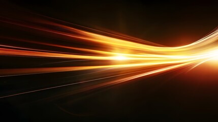 Poster - Dynamic light trails flowing across a dark background, vibrant orange and yellow hues creating an energetic atmosphere.