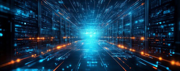 Poster - An advanced cloud infrastructure with futuristic storage units, digital clouds, and highspeed data streams, representing the cuttingedge of server technology and cloud services
