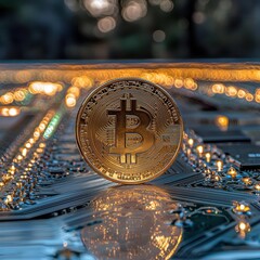 Poster - Cryptocurrency investment trends global financial market digital art technology aerial view blockchain innovations