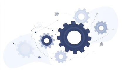 Poster - Abstract graphic design of interconnected gears, suggesting complex system, technology, and innovation.
