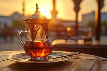 Sticker - Golden Hour Tea Time in a Traditional Setting