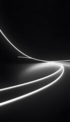 Poster - luminous lines curving against a dark reflective surface create drama