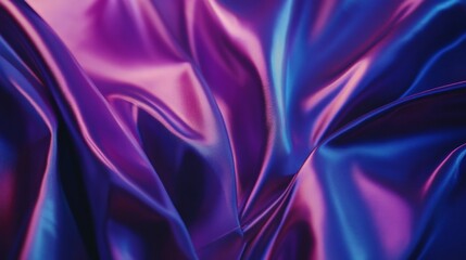 Poster - Lustrous purple and blue silk fabric with smooth flowing texture, elegant and luxurious appearance. Fashion and textile design concept