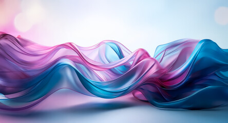 Wall Mural - abstract flowing waves of pink and blue hues on a blurred backdrop create a soft, dreamy, and smooth