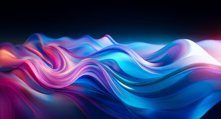 Wall Mural - vibrant waves of color flow smoothly across the dark backdrop, creating a dynamic and abstract desig