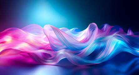Wall Mural - abstract waves of pink, purple, and blue hues flow smoothly, creating a vibrant and dynamic visual. 