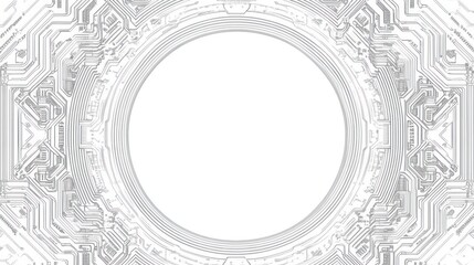 Poster - Abstract circuit board frame with empty circle center.