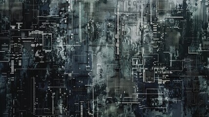 Fototapete - Abstract picture vibrant particle in geometric shape represent data flow. Vivid flowing object with high tech fractal, create digital effect scene perfect for energetic, cyber wallpaper design. AIG53.