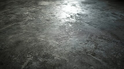 Wall Mural - Close-up view of textured concrete floor with subtle light reflections, showcasing industrial design