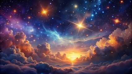 Wall Mural - dark celestial scene with vibrant stars and clouds in a mesmerizing night sky, starry sky, cloudy ni