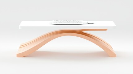 Poster - A modern standing desk with a sleek design, featuring a laptop, an ergonomic keyboard and mouse, and a footrest, promoting a healthy and active workstyle.