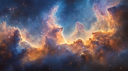 Wall Mural - soft pastel galaxy nebula with light pinks and blues, creating a peaceful, celestial scene