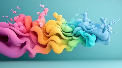 Poster - A digital art piece depicting abstract shapes and forms in a spectrum of rainbow hues, conveying a sense of fluidity, dynamism, and limitless possibilities.