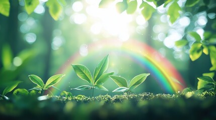 Poster - A lens flare in the shape of a rainbow, adding a touch of magic and mystique to a nature photograph or portrait.