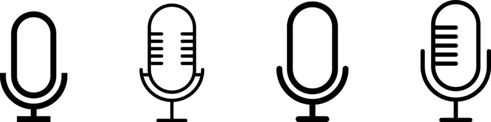 Fototapete - Microphone Icons set. Microphone sign, Mic, communications, radio, Podcast, microphone icon. Karaoke mic web and mobile app icons - Vector illustration symbol isolated on transparent background