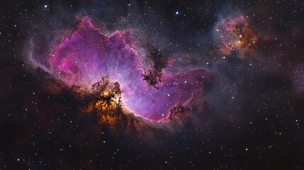 Wall Mural - dark nebula scene with rich purple and black hues, dotted with glimmers of stars