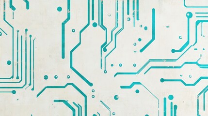 Poster - Teal Circuit Board Texture, Tech Background, Abstract Design, Website Graphic